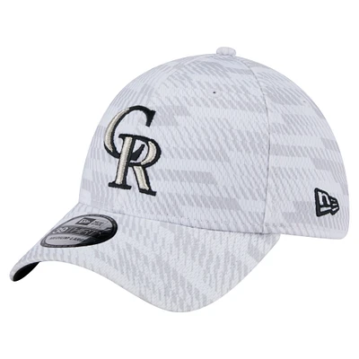 Casquette New Era blanche Colorado Rockies Graded 39THIRTY Flex pour homme