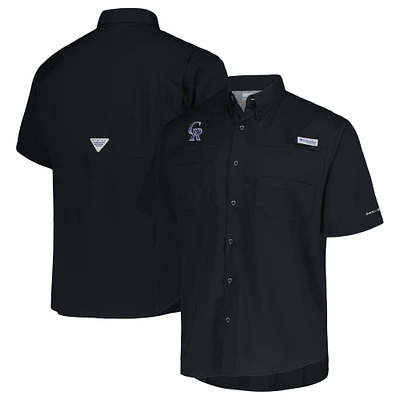 Men's Columbia Black Colorado Rockies Tamiami Omni-Shade Button-Down Shirt