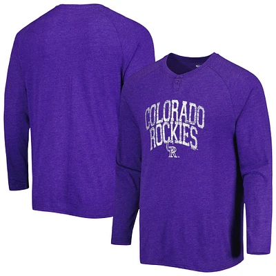 Concepts Sport T-shirt Henley à manches longues Colorado Rockies Inertia Raglan pour homme