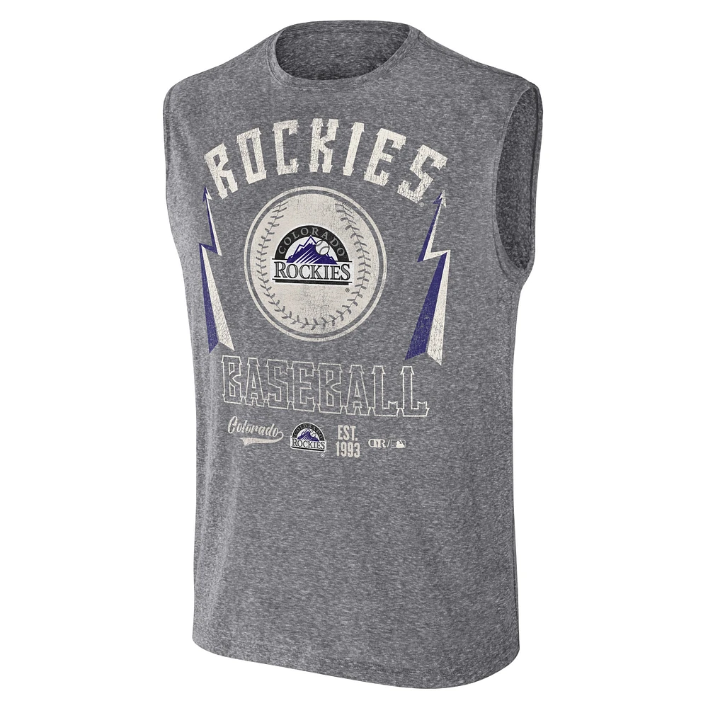 Men's Darius Rucker Collection by Fanatics Charcoal Colorado Rockies Relaxed-Fit Muscle Tank Top
