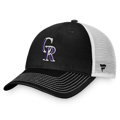 Men's Fanatics Black/ Colorado Rockies Team Core Unstructured Trucker Adjustable Hat