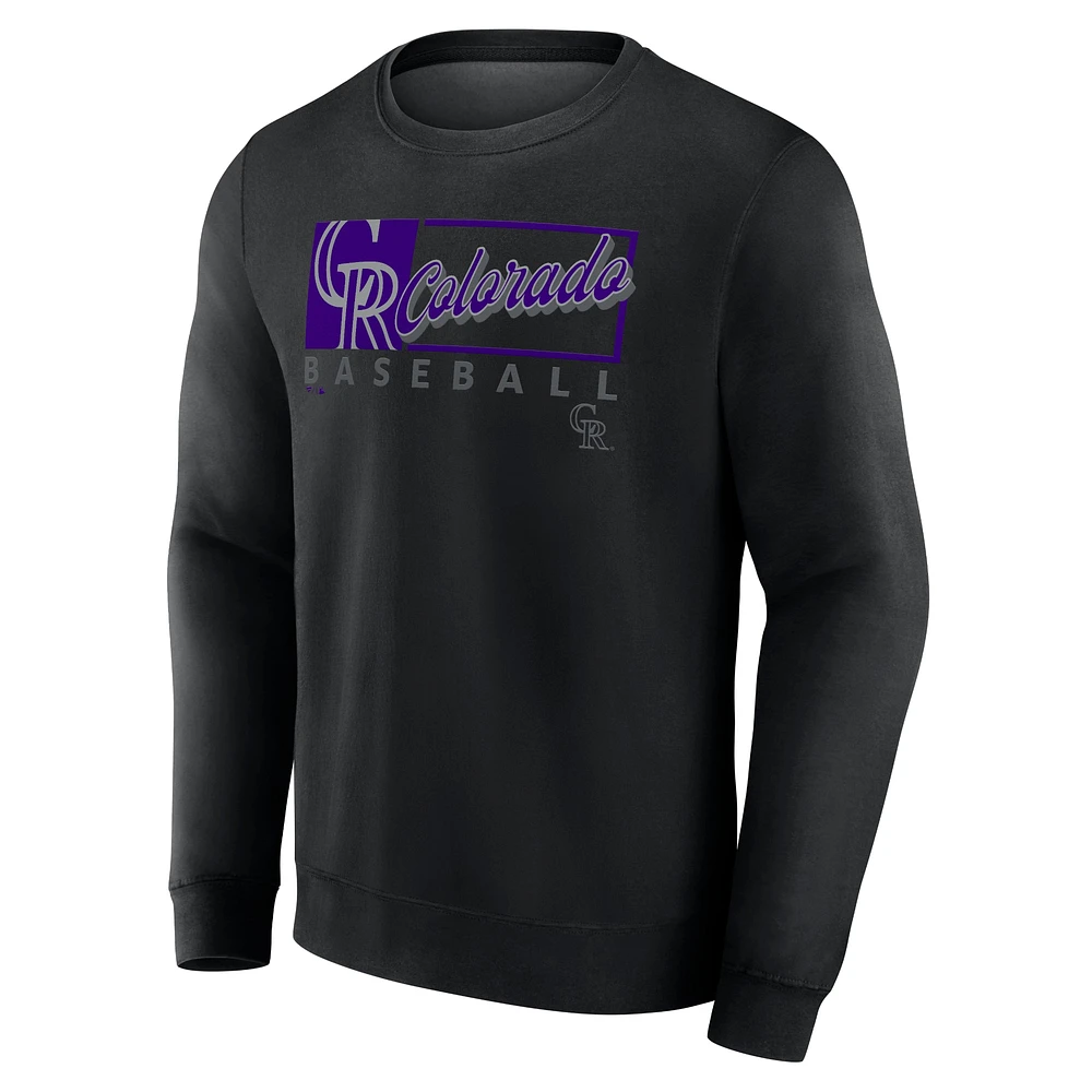 Men's Fanatics Black Colorado Rockies Focus Fleece Pullover Sweatshirt