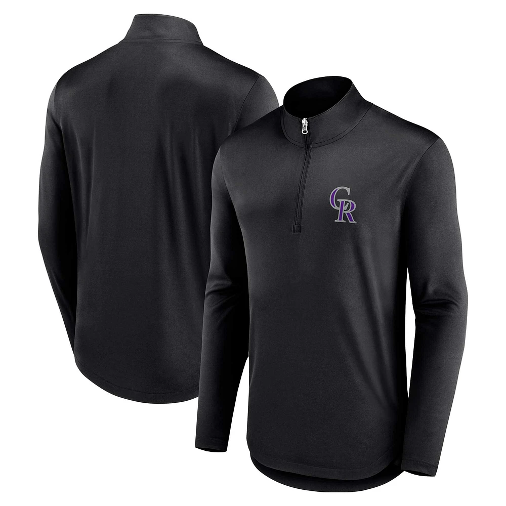 Haut noir à quart de zip Fanatics pour hommes des Colorado Rockies