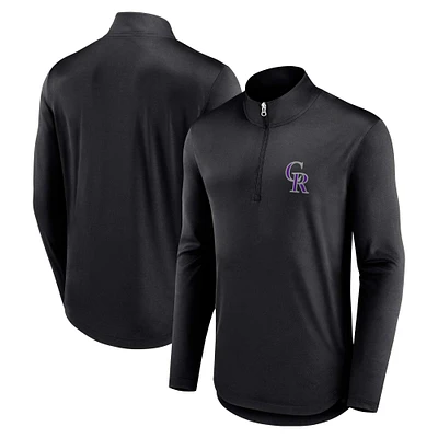 Haut noir à quart de zip Fanatics pour hommes des Colorado Rockies