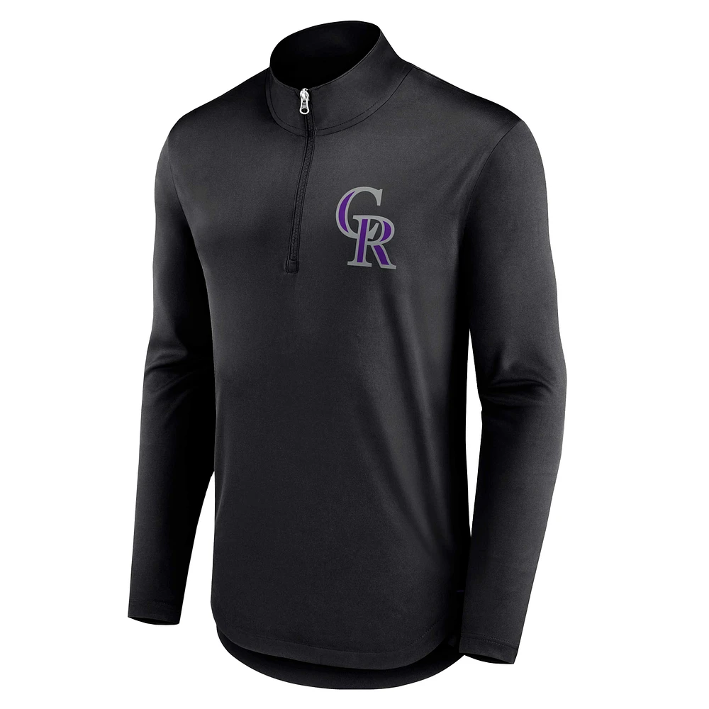 Men's Fanatics Black Colorado Rockies Tough Minded Lightweight Quarter-Zip Pullover