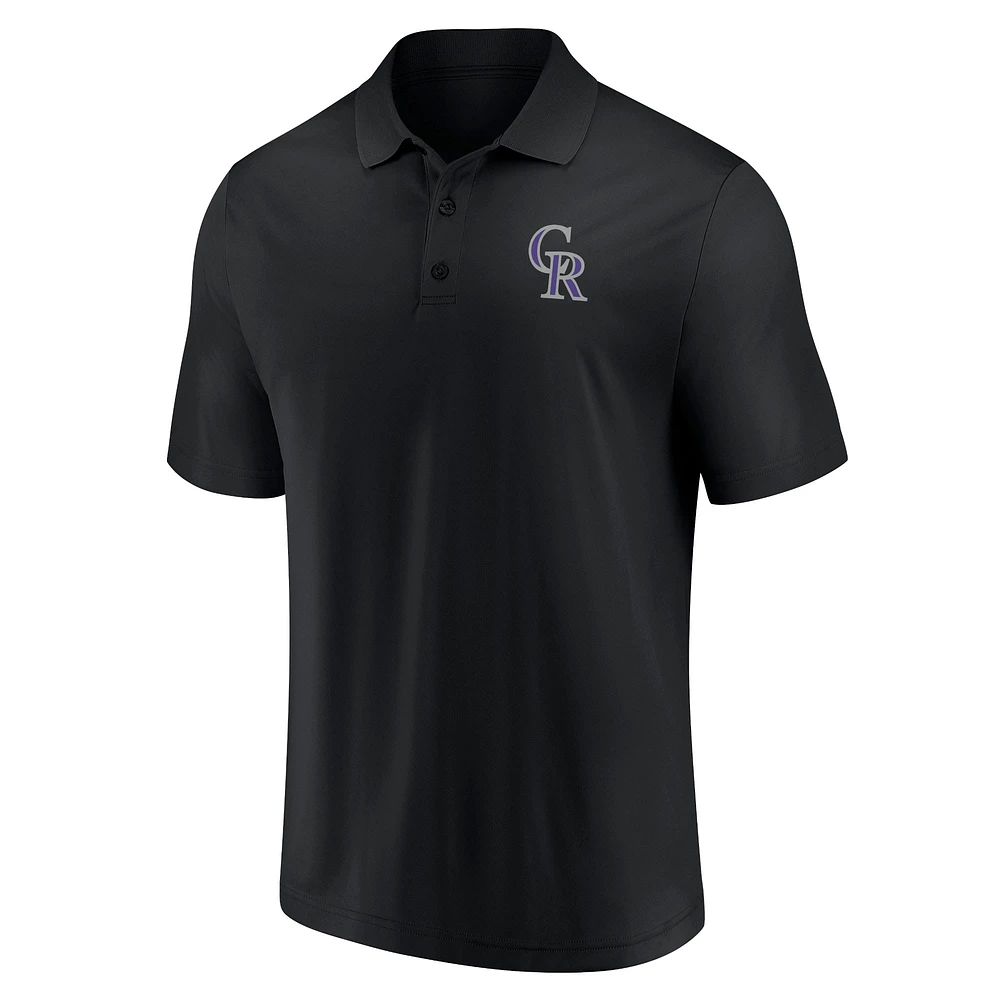 Polo noir Fanatics pour hommes des Rockies du Colorado avec séquence de victoires