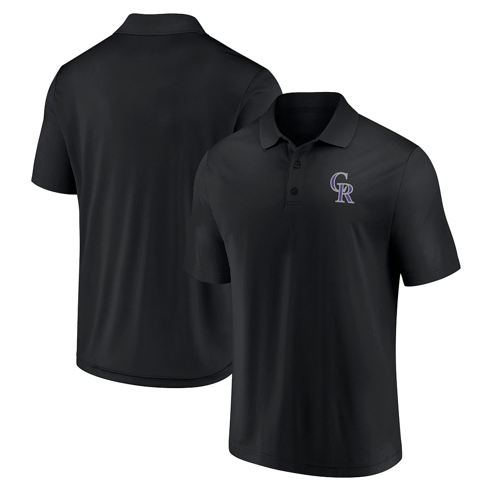 Polo noir Fanatics pour hommes des Rockies du Colorado avec séquence de victoires