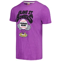 T-shirt triple mélange Hommage violet pour hommes des Colorado Rockies Doodle Collection Blake St. Bombers