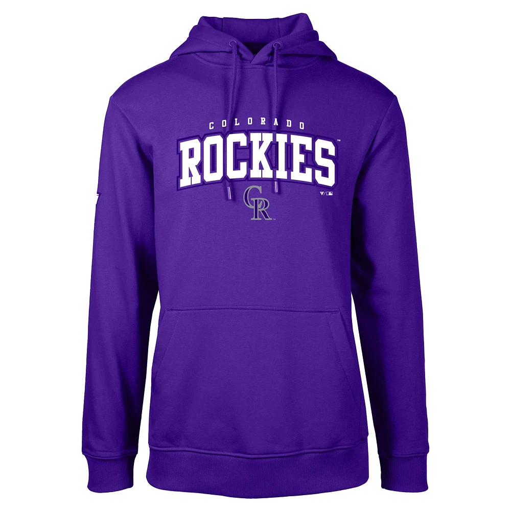 Men's Levelwear Purple Colorado Rockies Podium Team Arch Pullover Hoodie
