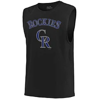 Débardeur Majestic Threads noir Colorado Rockies Softhand Muscle pour homme