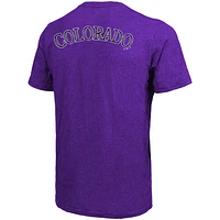 Men's Majestic Threads Purple Colorado Rockies Throwback Logo Tri-Blend T-Shirt