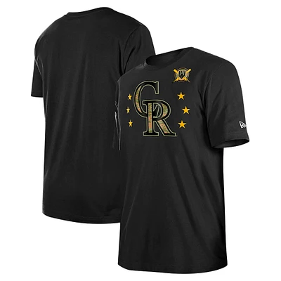 T-shirt noir pour la Journée des forces armées 2024 Colorado Rockies New Era homme