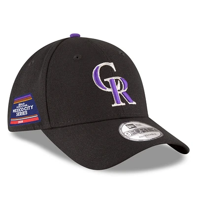 Casquette réglable 9FORTY New Era noire des Colorado Rockies 2024 MLB World Tour Mexico City Series pour hommes