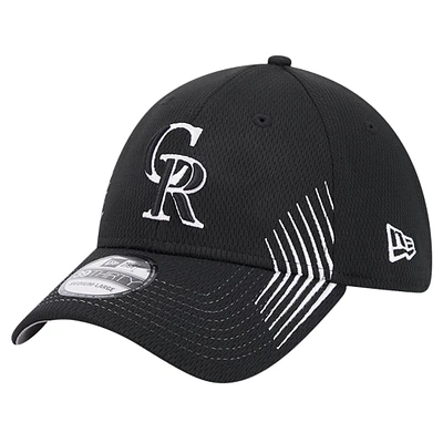 Casquette flexible Active Dash Mark 39THIRTY des Colorado Rockies New Era pour hommes, noire