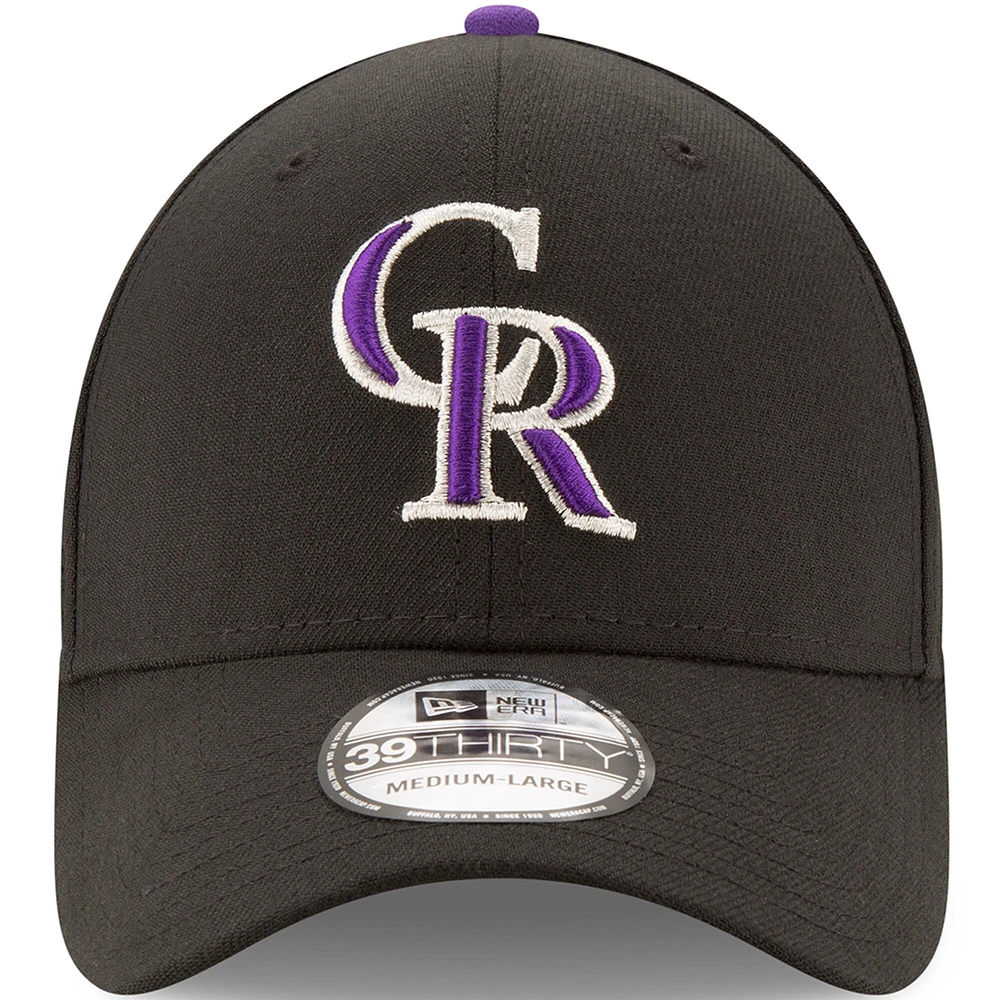 Men's New Era Black Colorado Rockies Game Team Classic 39THIRTY Flex Hat
