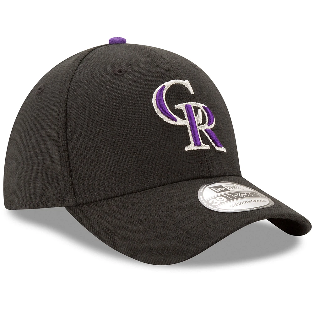Men's New Era Black Colorado Rockies Game Team Classic 39THIRTY Flex Hat