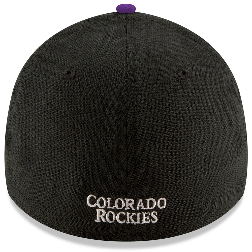 Men's New Era Black Colorado Rockies Game Team Classic 39THIRTY Flex Hat