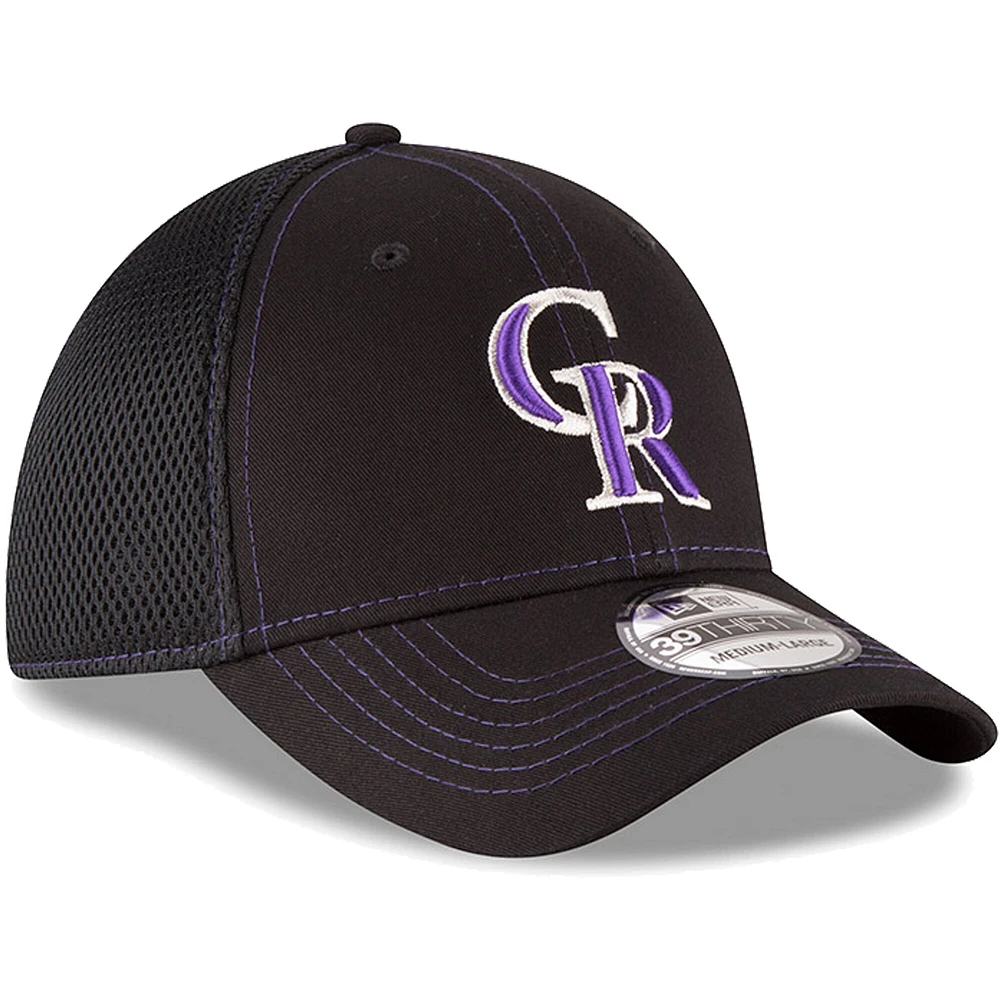 Men's New Era Black Colorado Rockies Logo Neo 39THIRTY Flex Hat