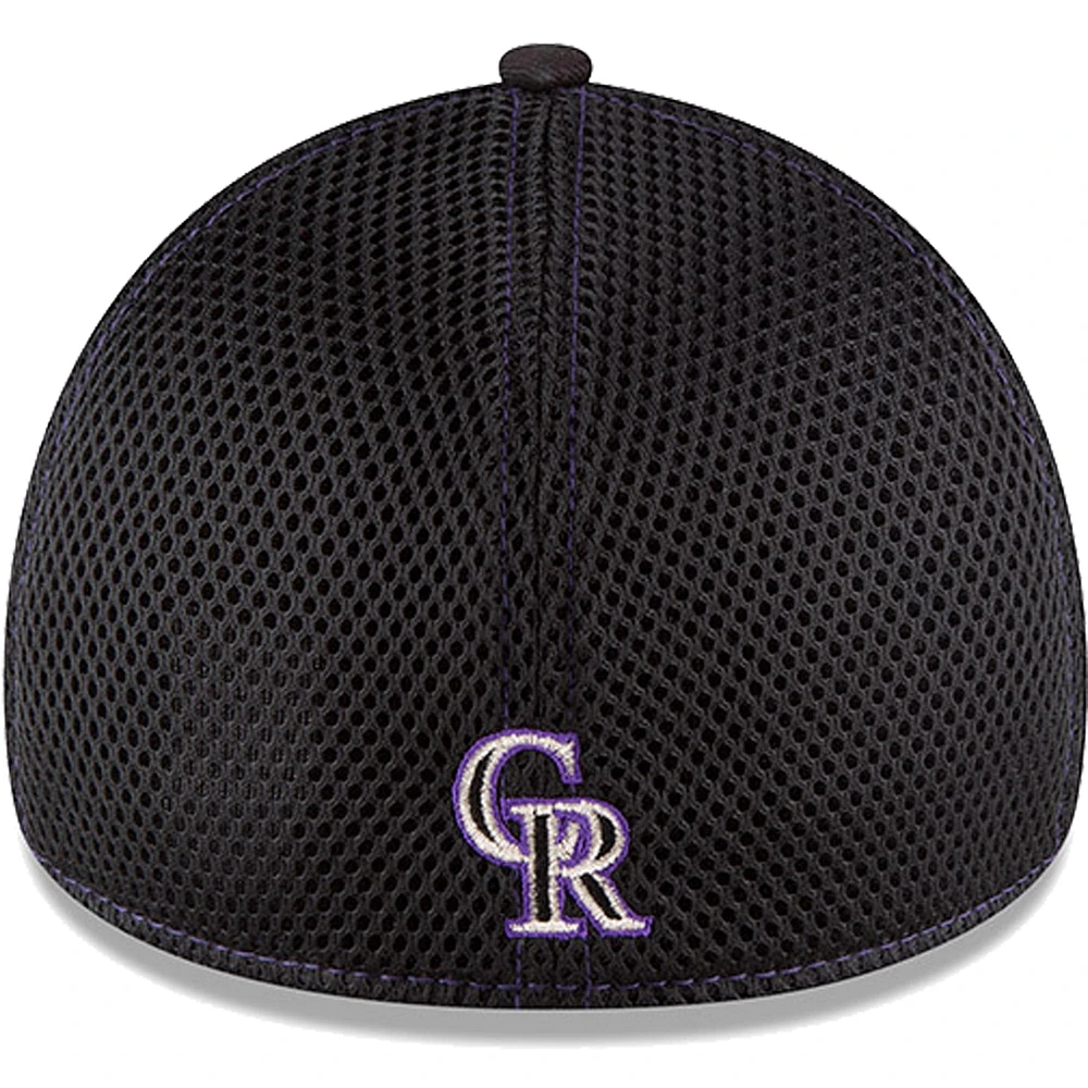 Men's New Era Black Colorado Rockies Logo Neo 39THIRTY Flex Hat