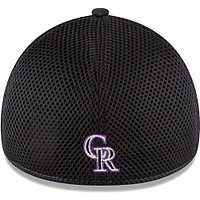 Men's New Era Black Colorado Rockies Logo Neo 39THIRTY Flex Hat