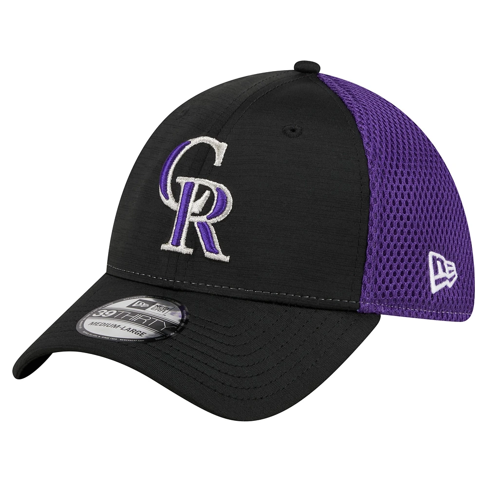 Casquette flexible noire Colorado Rockies Neo 39THIRTY New Era pour hommes