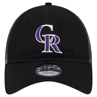 Men's New Era Black Colorado Rockies Team Slick Trucker 9TWENTY Adjustable Hat