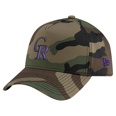 Casquette ajustable à motif camouflage Colorado Rockies Woodland Team Pop 9FORTY A-Frame de New Era pour homme