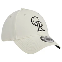 Men's New Era Cream Colorado Rockies Chrome Team Classic 39THIRTY Flex Hat