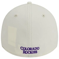 Men's New Era Cream Colorado Rockies Chrome Team Classic 39THIRTY Flex Hat