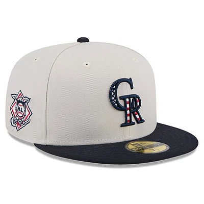 Casquette ajustée 59FIFTY du 4 juillet New Era pour hommes, kaki/noir, Colorado Rockies 2024