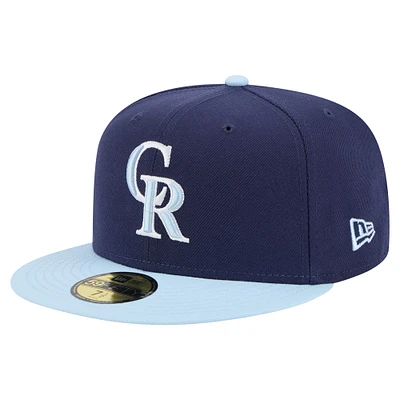 Casquette ajustée 59FIFTY bicolore bleu marine/bleu clair des Colorado Rockies de New Era pour homme