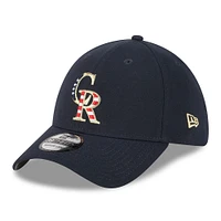 Casquette 39THIRTY Flex Fit New Era pour homme, Colorado Rockies, bleu marine, 2023 Fourth of July