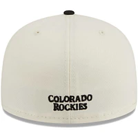 Men's New Era Stone/Black Colorado Rockies Chrome 59FIFTY Fitted Hat
