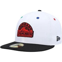 Men's New Era White/Black Colorado Rockies 25th Anniversary Primary Eye 59FIFTY Fitted Hat