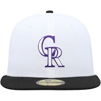 Men's New Era White/Black Colorado Rockies Optic 59FIFTY Fitted Hat
