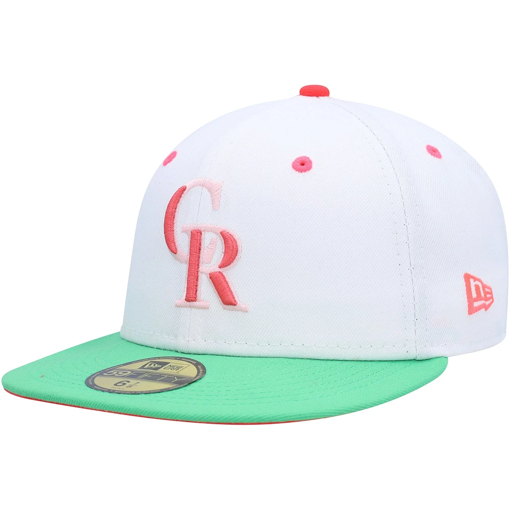 Casquette ajustée 20th Anniversary Watermelon Lolli 59FIFTY New Era pour homme, blanc/vert Colorado Rockies