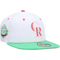 Casquette ajustée 20th Anniversary Watermelon Lolli 59FIFTY New Era pour homme, blanc/vert Colorado Rockies
