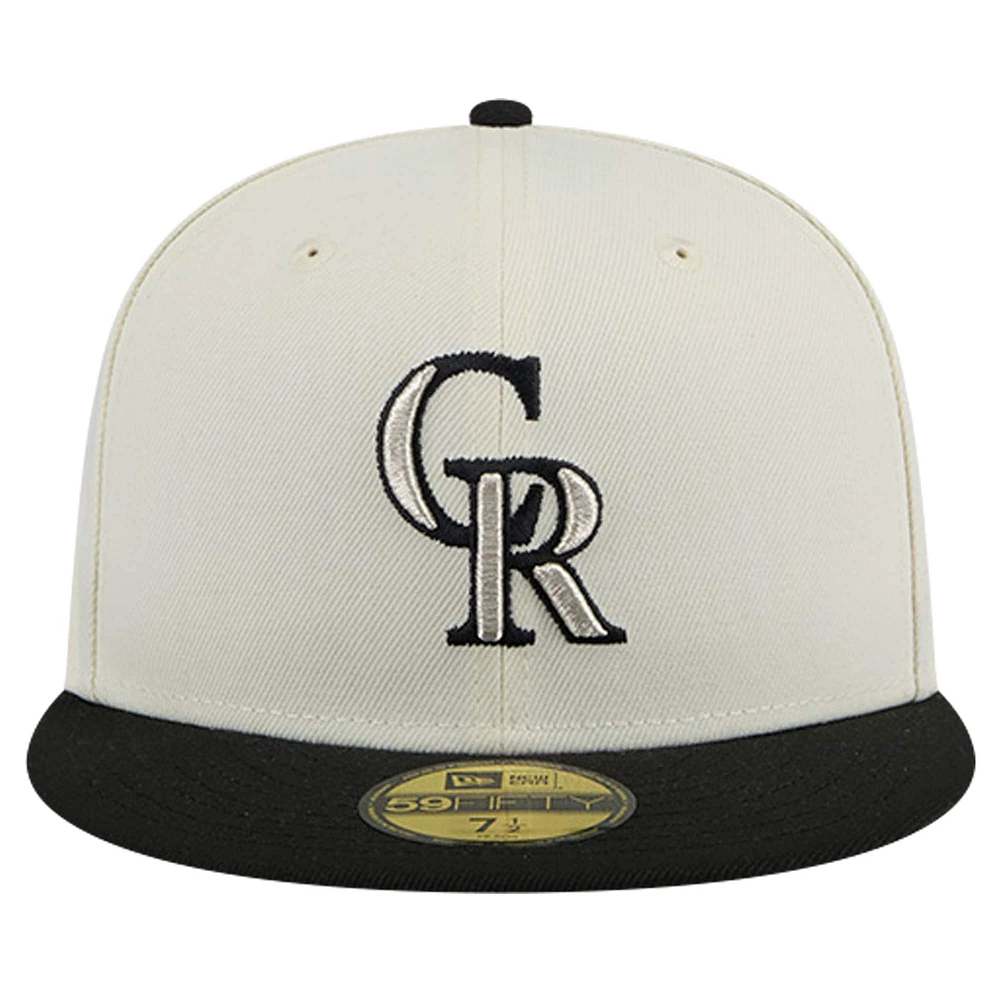 Men's New Era White Colorado Rockies Chrome 59FIFTY Fitted Hat