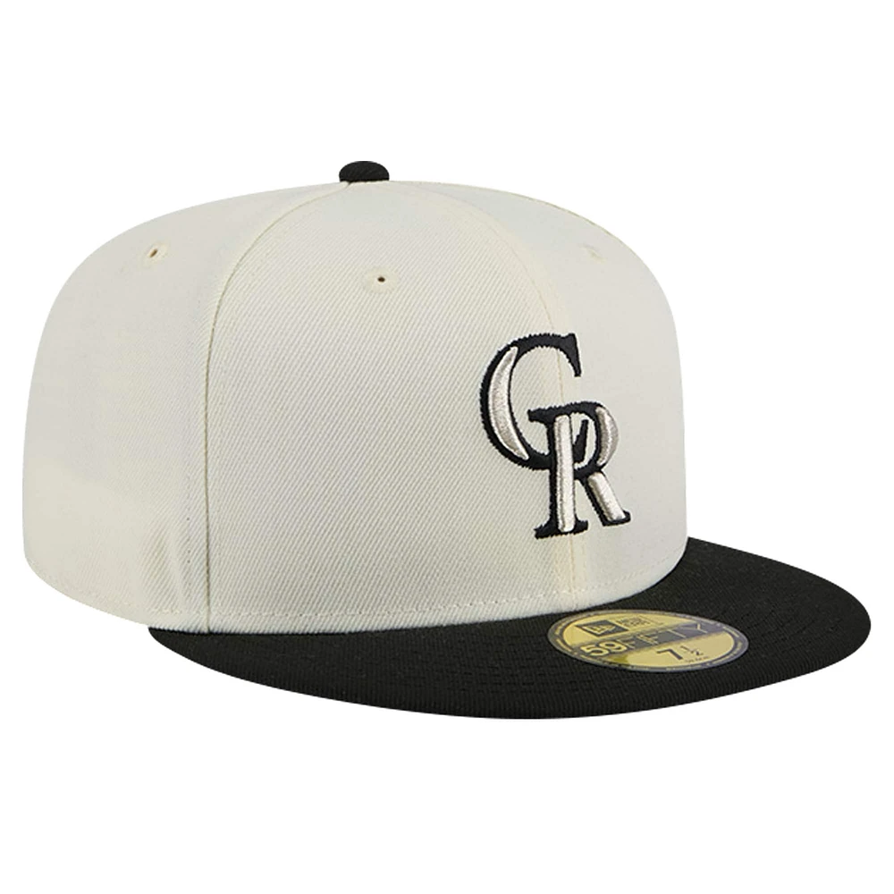 Men's New Era White Colorado Rockies Chrome 59FIFTY Fitted Hat