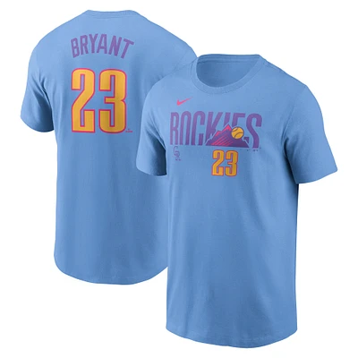 T-shirt Nike Kris Bryant bleu clair pour homme, Colorado Rockies 2025 City Connect Fuse, nom et numéro