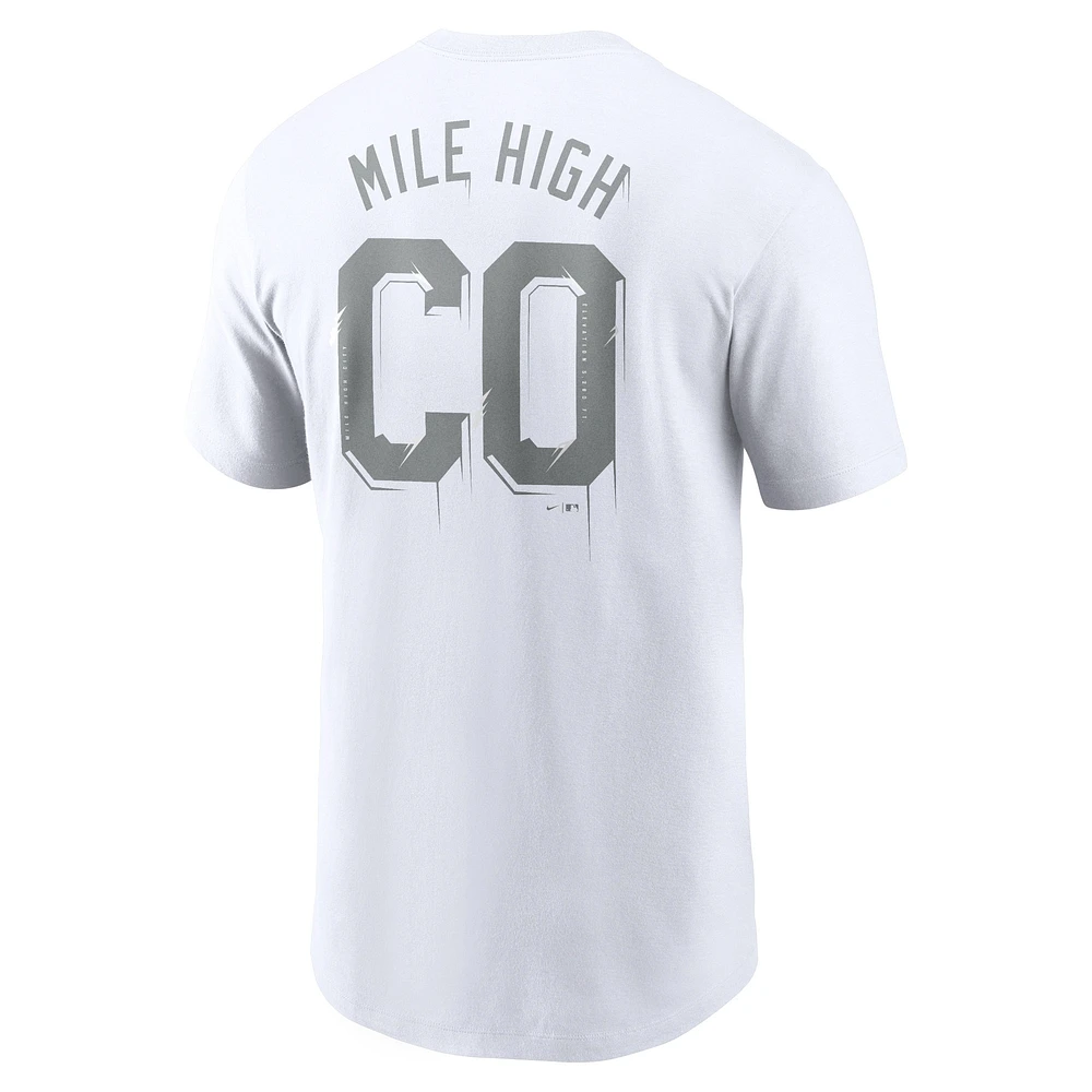 Men's Nike White Colorado Rockies Mile High Hometown T-Shirt