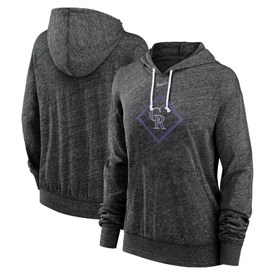 Women's Nike Black Colorado Rockies Diamond Icon Gym Vintage Lightweight Hooded Top
