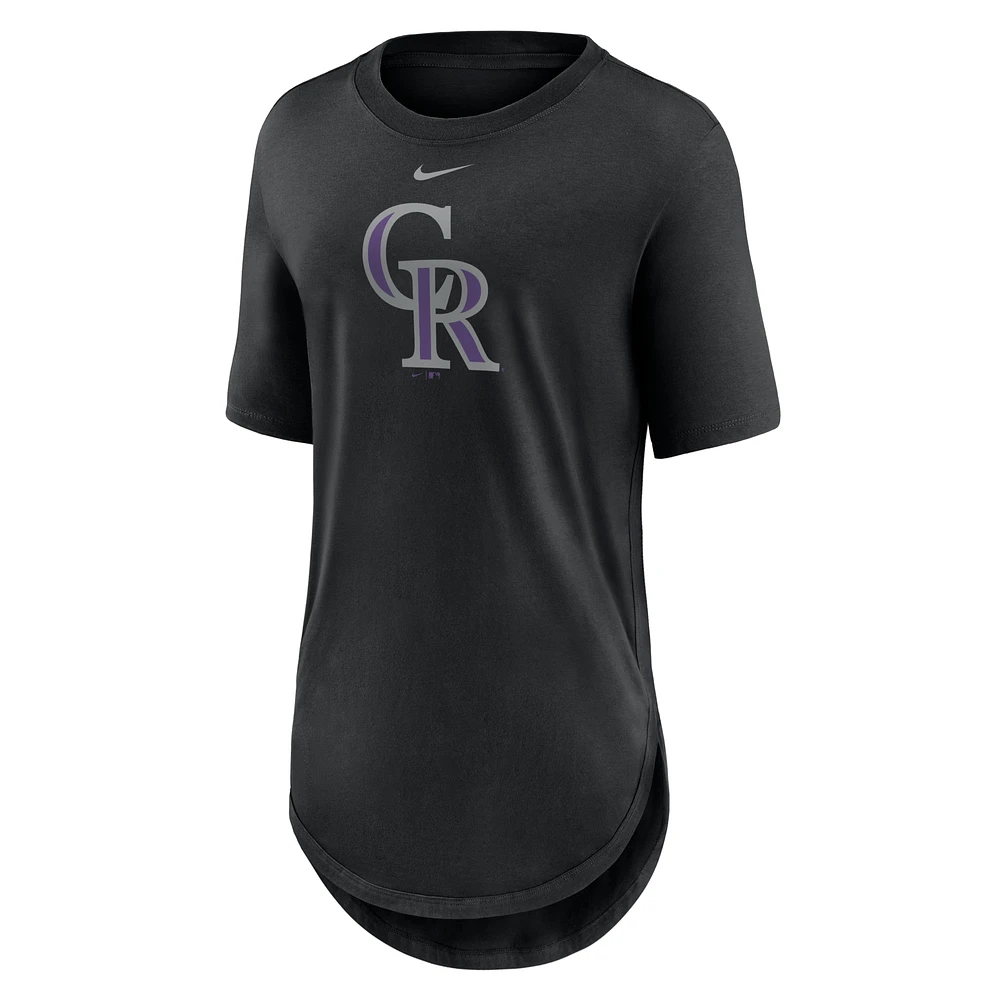 Women's Nike Black Colorado Rockies Mascot Outline Weekend Tri-Blend T-Shirt