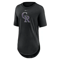 Women's Nike Black Colorado Rockies Mascot Outline Weekend Tri-Blend T-Shirt