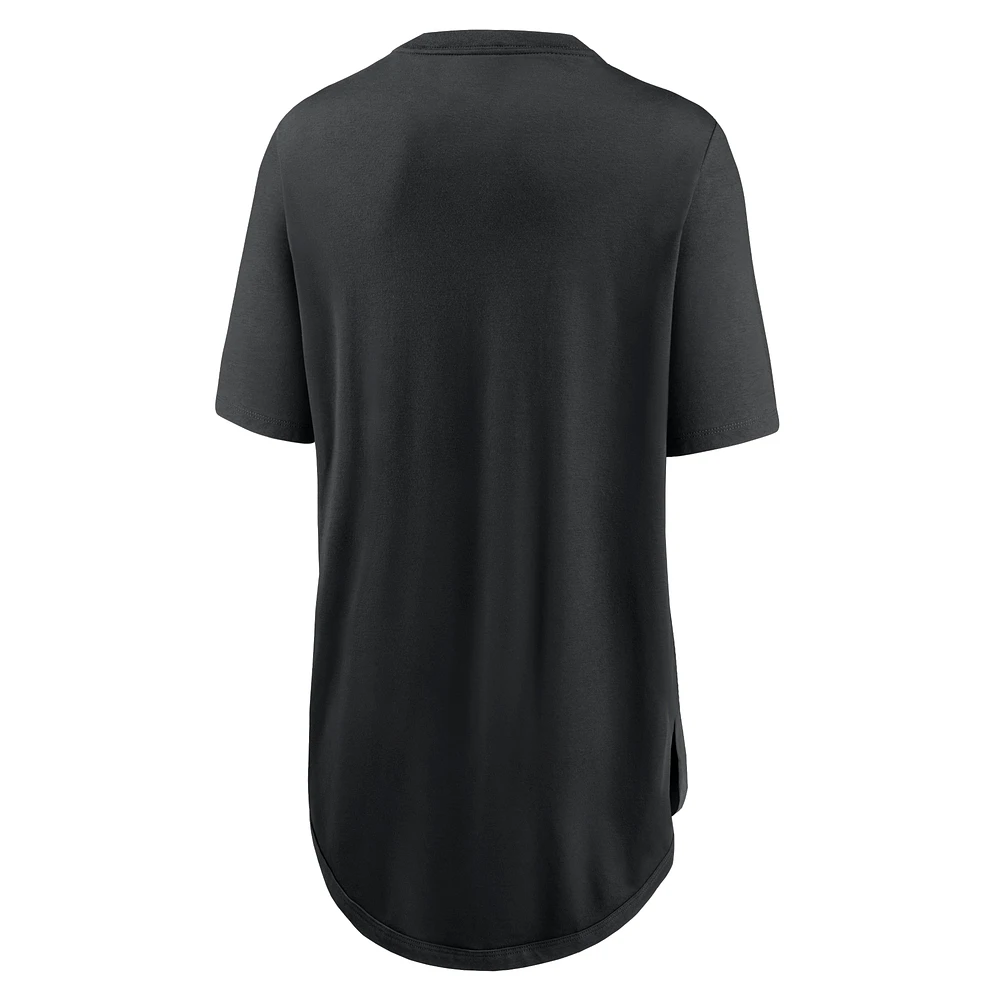Women's Nike Black Colorado Rockies Mascot Outline Weekend Tri-Blend T-Shirt