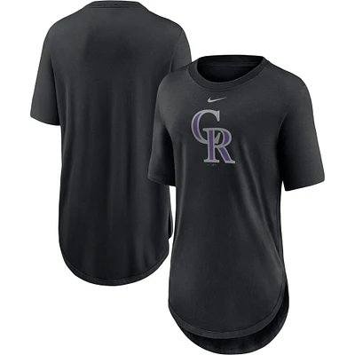 Women's Nike Black Colorado Rockies Mascot Outline Weekend Tri-Blend T-Shirt