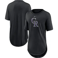 Women's Nike Black Colorado Rockies Mascot Outline Weekend Tri-Blend T-Shirt