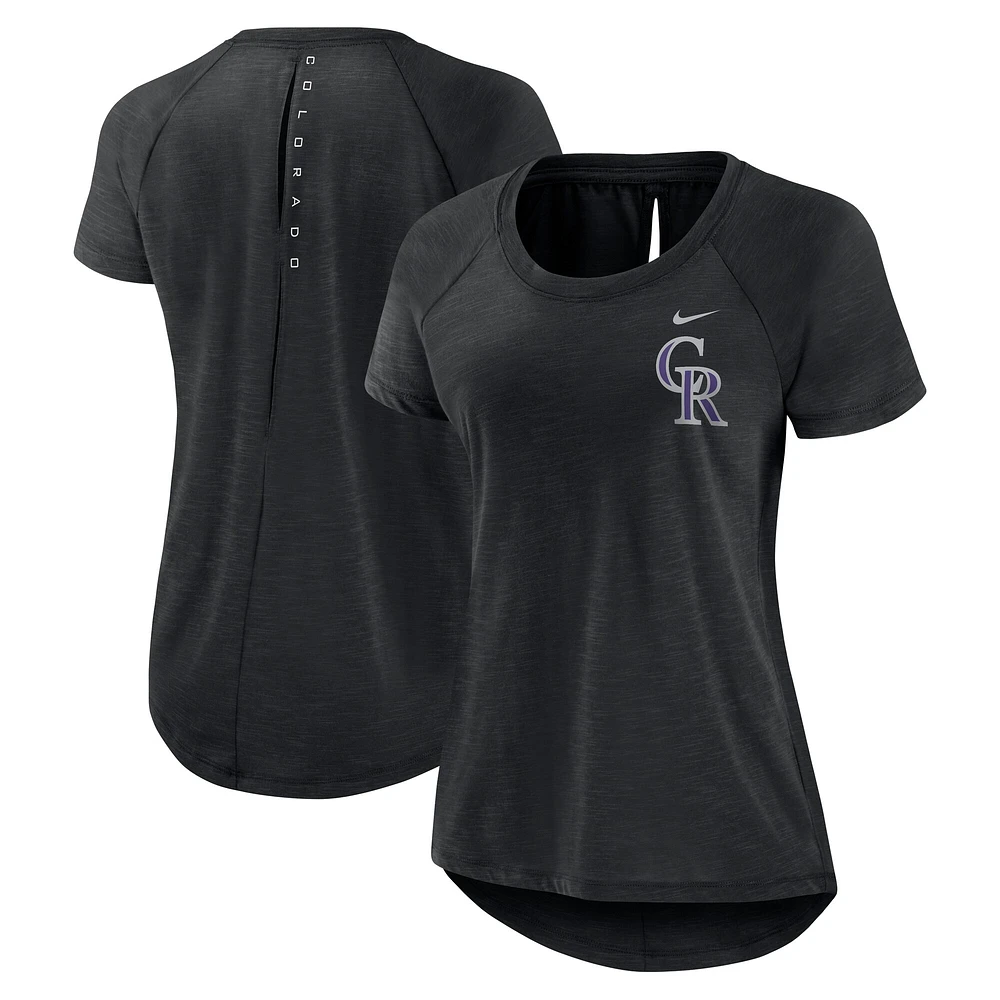 Women's Nike  Heather Black Colorado Rockies Summer Breeze Raglan Fashion T-Shirt