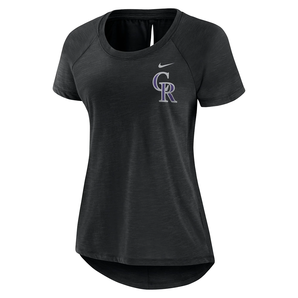 Women's Nike  Heather Black Colorado Rockies Summer Breeze Raglan Fashion T-Shirt
