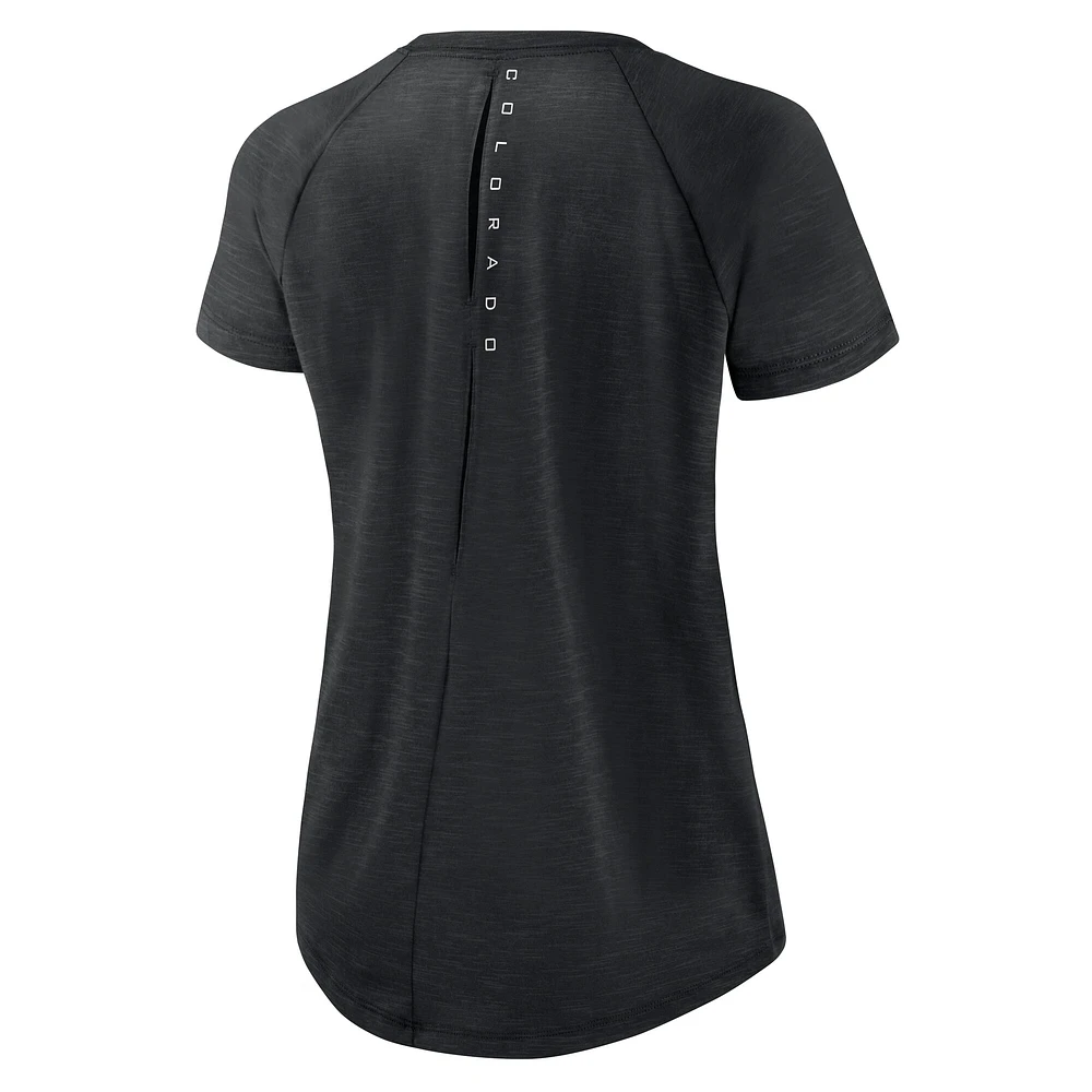 Women's Nike  Heather Black Colorado Rockies Summer Breeze Raglan Fashion T-Shirt
